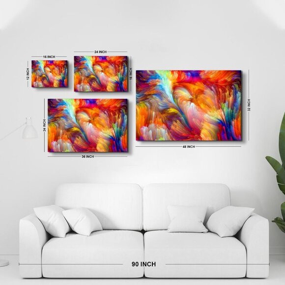 Abstract Colorful Canvas Wall Art for Living Room Colorful Splash Colors Picture - Picture 6 of 7